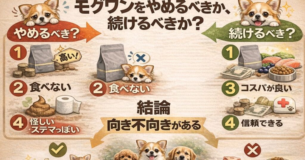 モグワンをやめた理由をまとめた図解