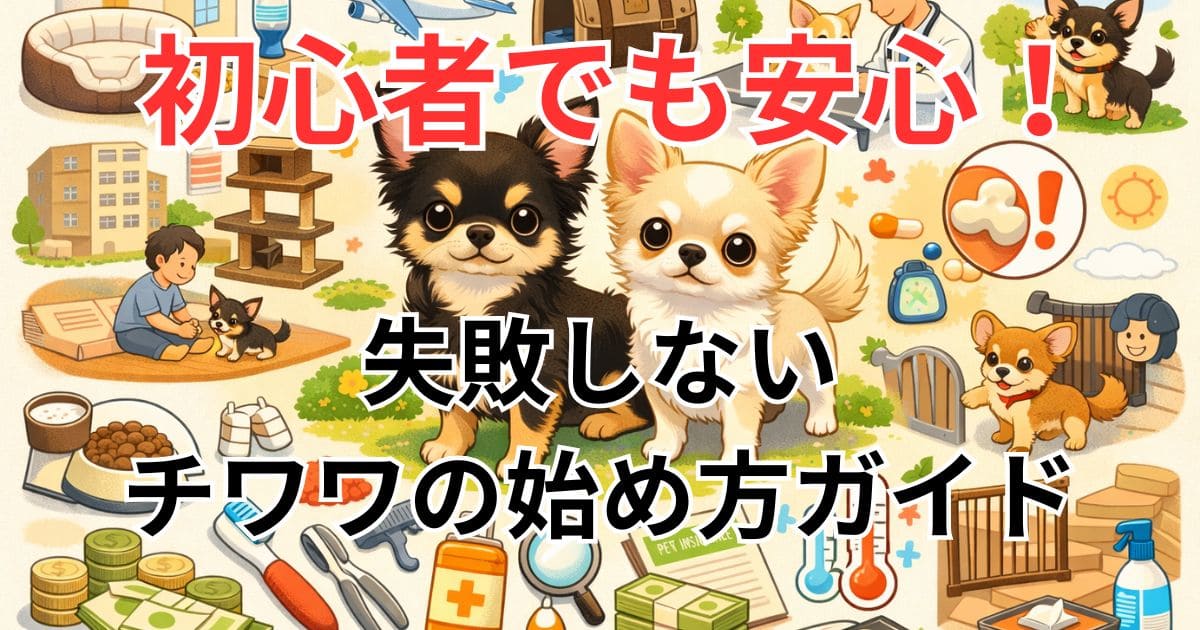 チワワの飼い方を初心者向けに図解したイラスト