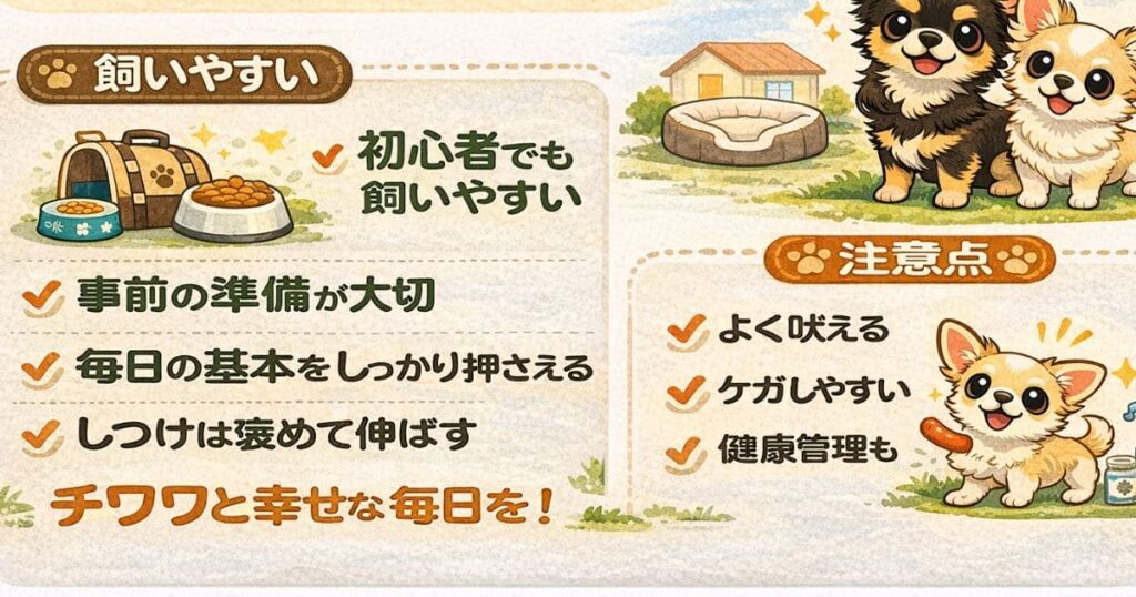 チワワとの暮らしで大切な「準備」と「注意点」をまとめた図解