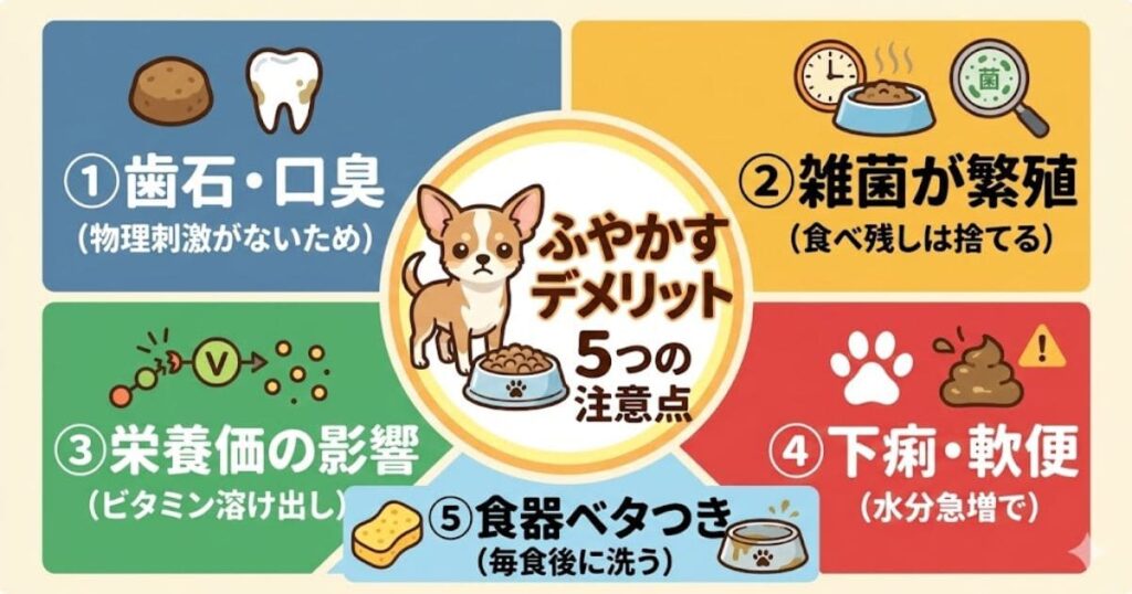 ドッグフードをふやかす5つのデメリット図解