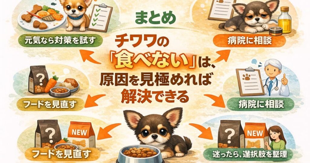 チワワの「食べない」原因を見極めるためのまとめ図解