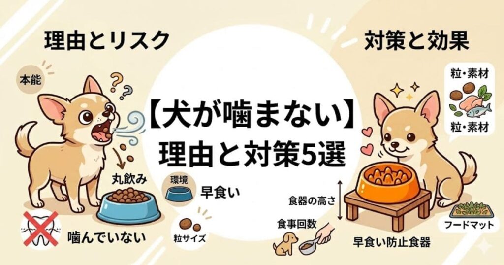 犬がドッグフードを噛まない理由と対策の図解