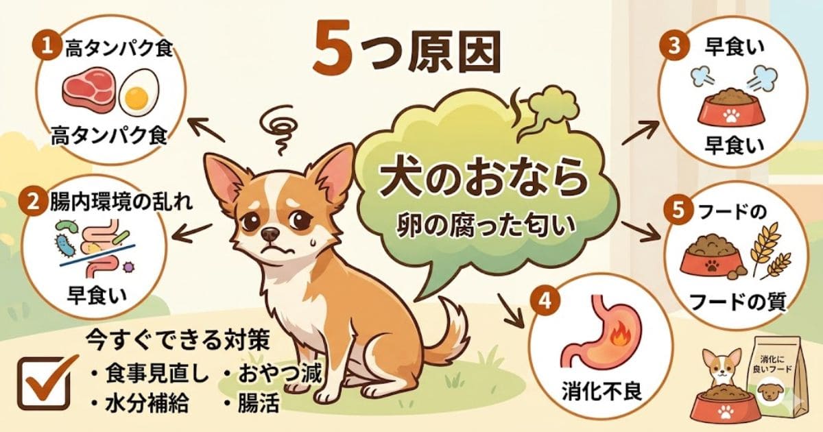 犬のおなら5つの原因と対策