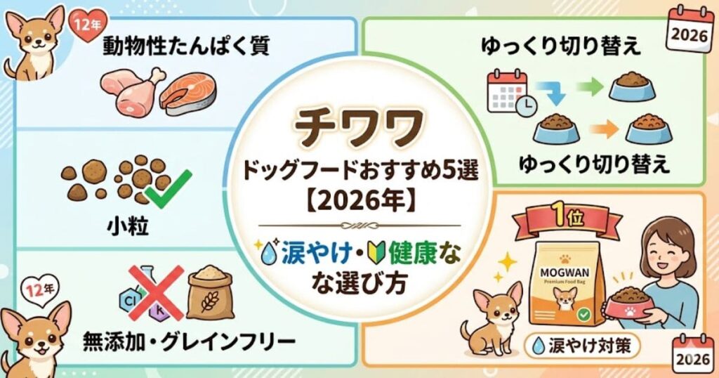 2026年チワワのドッグフード選び方とおすすめ5選。涙やけ・健康対策図解。