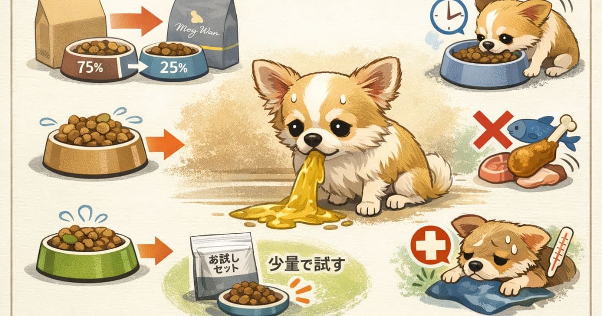 チワワがフード切替で吐く原因と対策図解