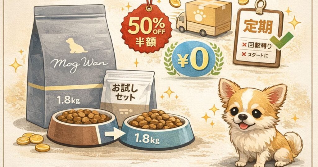 モグワンお試しセット内容と半額条件図解