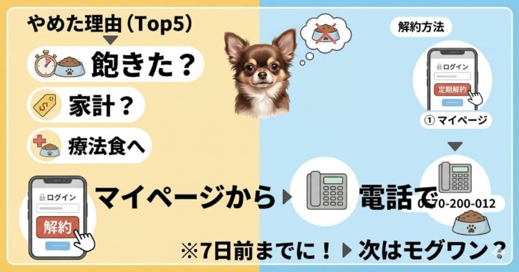 カナガンをやめた理由と解約方法の解説図