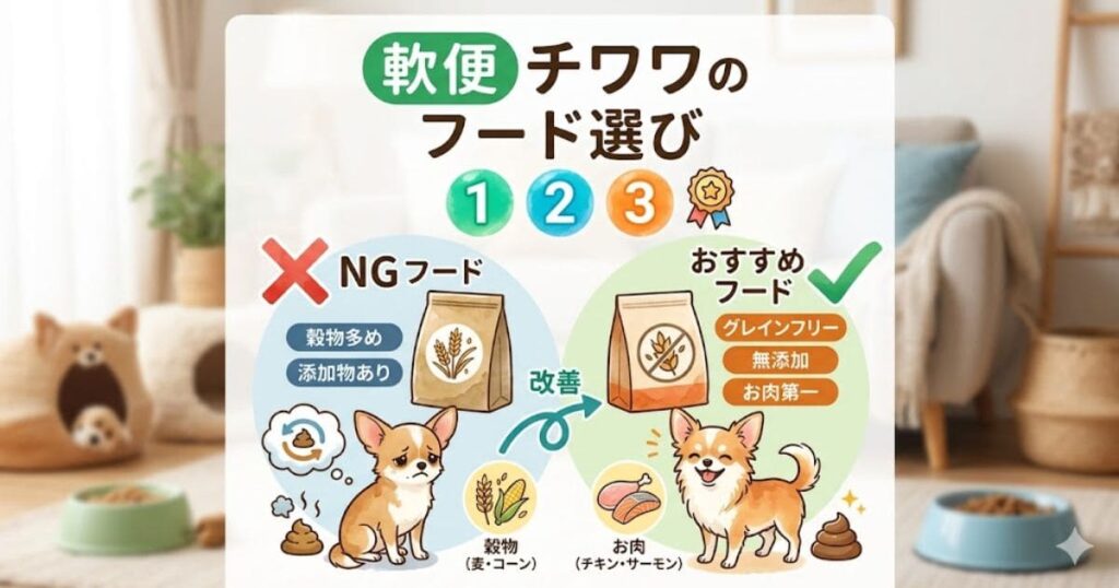 軟便チワワのフード選びの比較図解