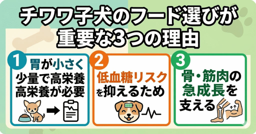 チワワ子犬のフード選びが重要な3つの理由図解