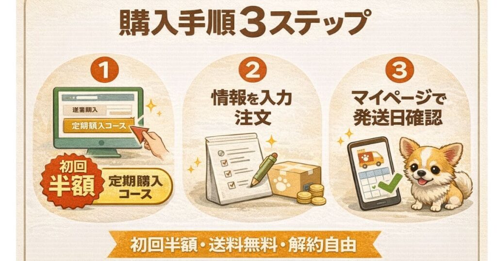 モグワン購入手順3ステップ図解
