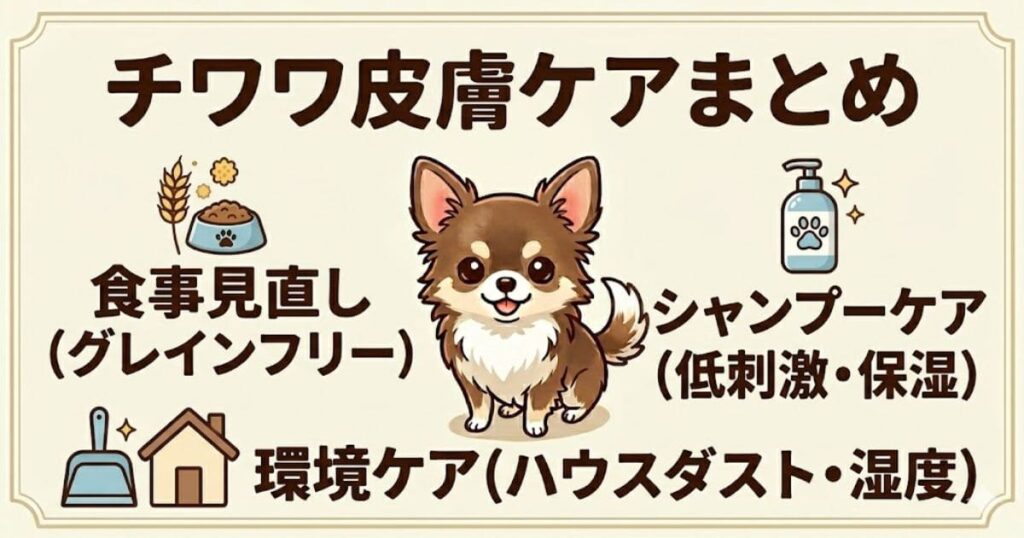 チワワ皮膚ケアのまとめ図解