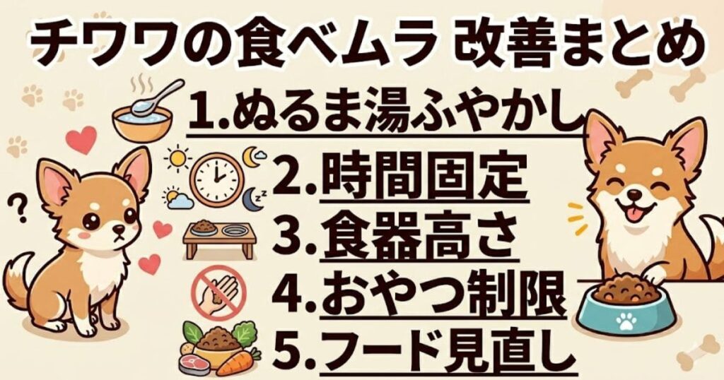 チワワの食べムラ改善策5つの図解