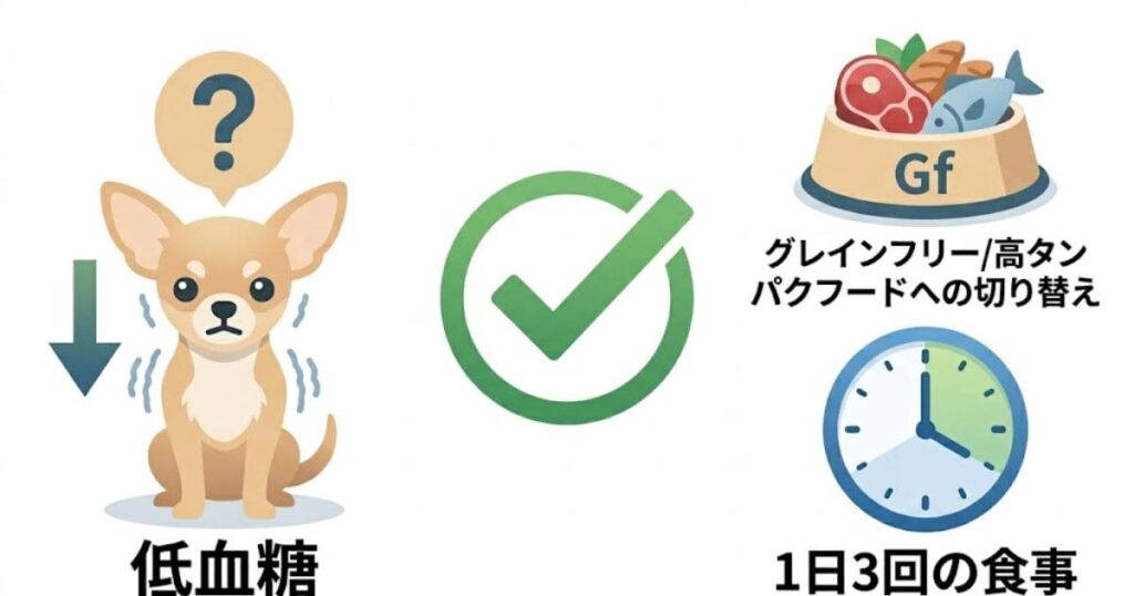 低血糖と食事の図解