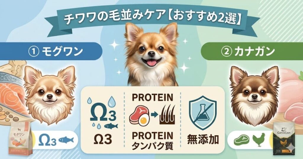 チワワの毛並み改善ドッグフードの図解