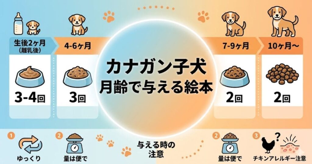 カナガン子犬の月齢別与え方図解