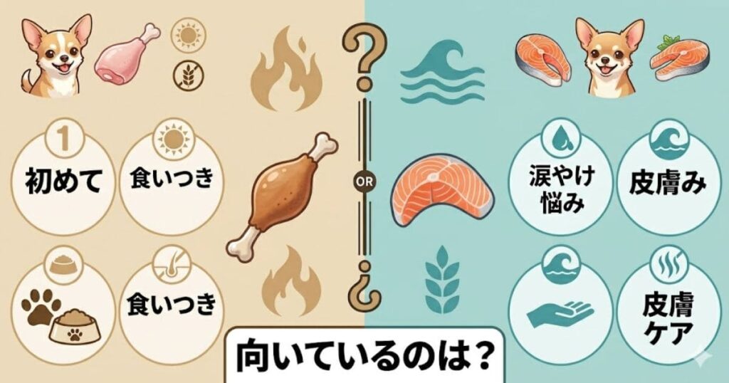 チキンとサーモンの犬用フード比較図