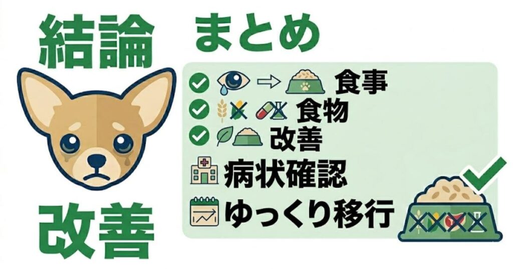 チワワの涙やけ改善をテーマにした「PoChi Care」のインフォグラフィック。