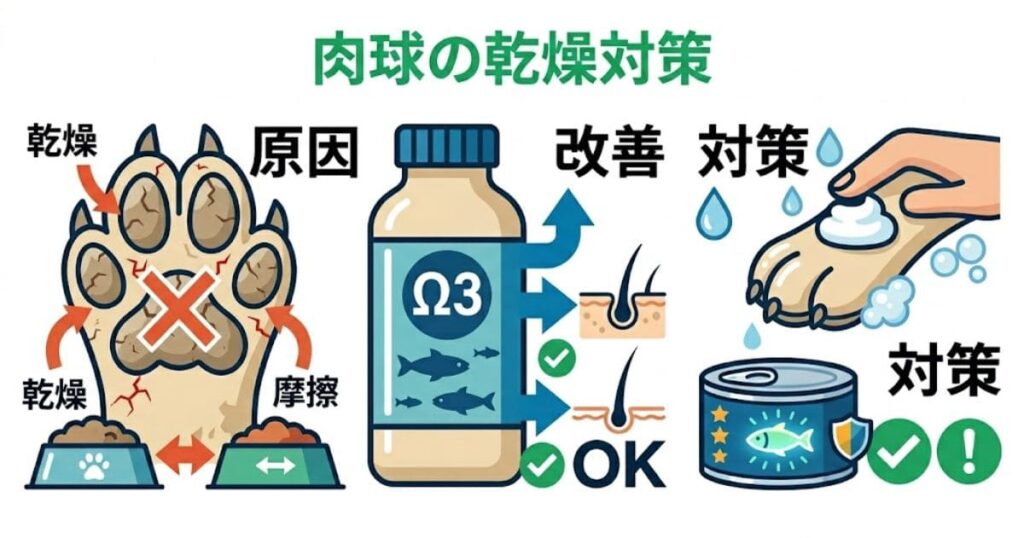 犬の肉球乾燥：原因・栄養・ケアの3ステップ対策