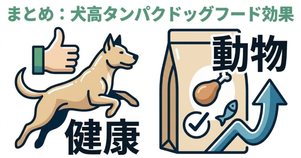 alt="犬の高タンパクフード効果まとめ。動物性原料のフードで健康維持"